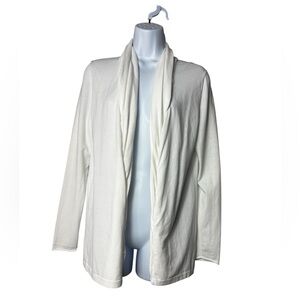 Lafayette 148 Ruffle Collar White Cardigan Size Small Business Casual